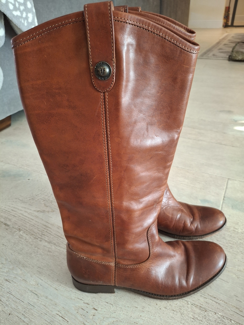 Frye Melissa Brown Button Leather Boots US 9
